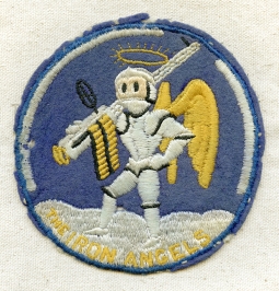 Ext Rare WWII USN VF-14 Iron Angels Flight Jacket Patch Embroidered on Felt
